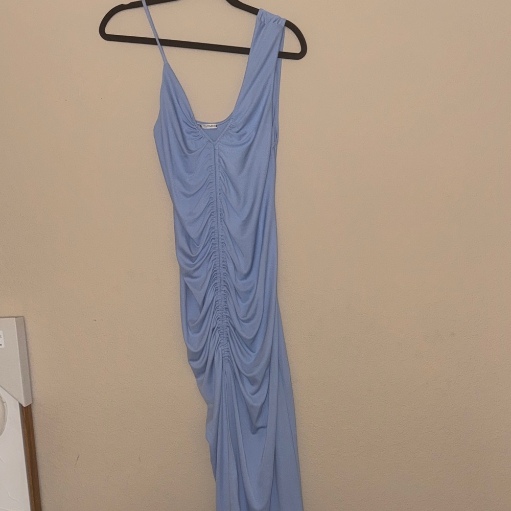 Zara Elegant Blue Ruched Dress